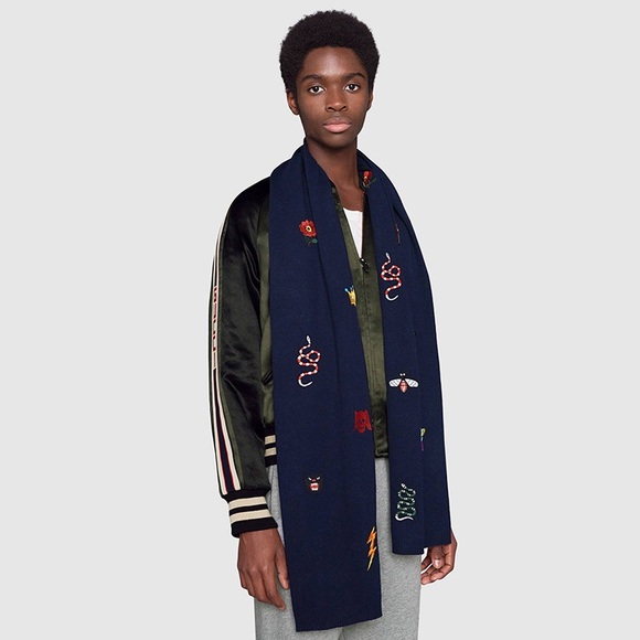 NWT Authentic Gucci Cashmere Embroidery Scarf - Picture 6 of 6